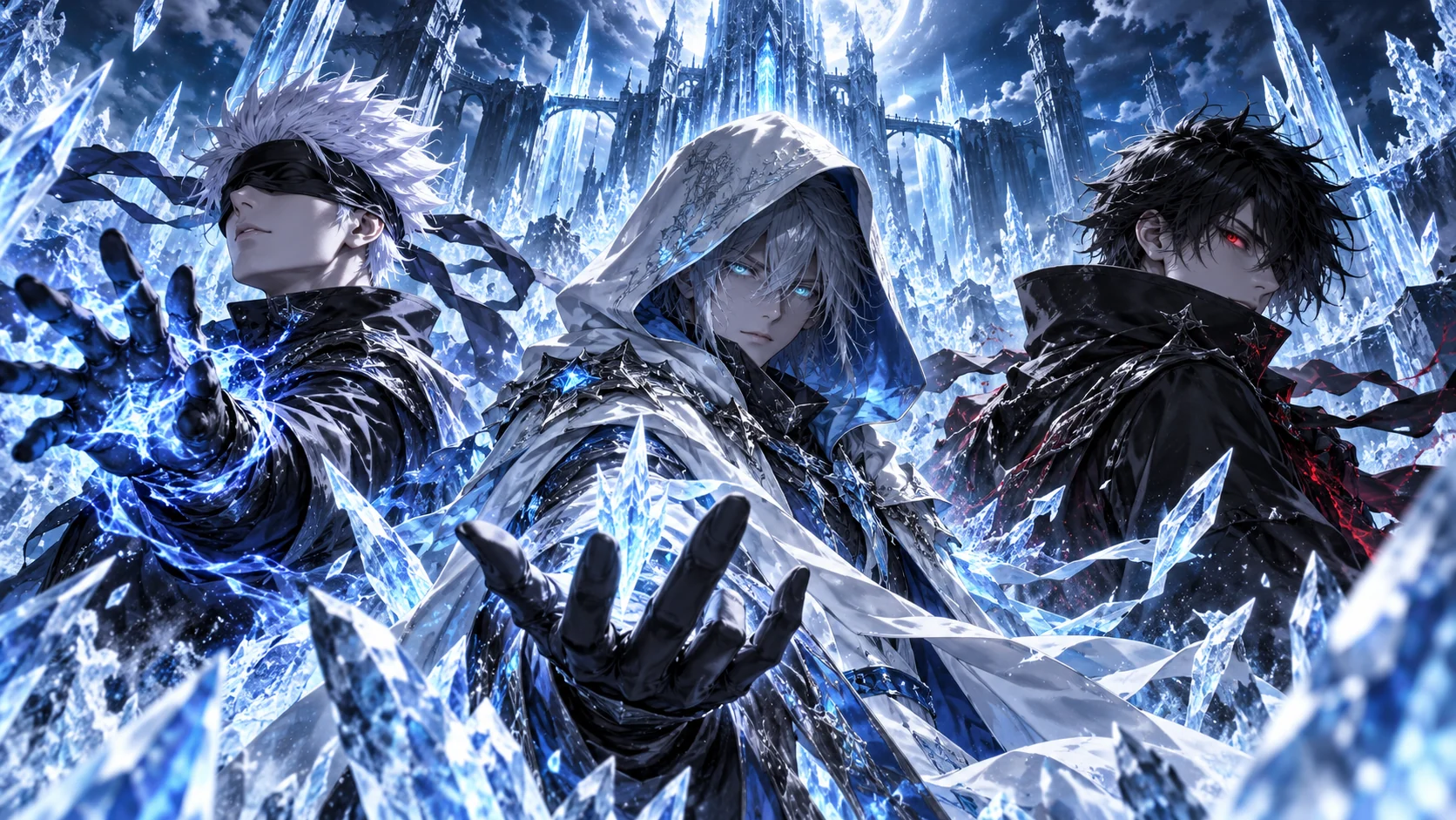 Ice-crystal key art of three original fighters for the All Star Tower Defense guide